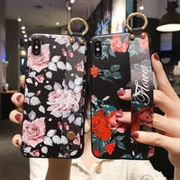 sumkeymi wrist strap flower phone holder case for iphone 13 11 case for iphone 12 7 8 plus mini pro max x xs xr hand band case