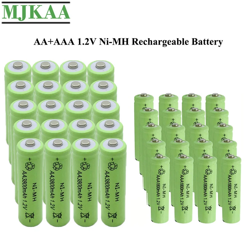 MJKAA 20 шт AA 3800mAh + AAA 1800mAh 1 2 V Ni MH Аккумуляторная батарея для дистанционного