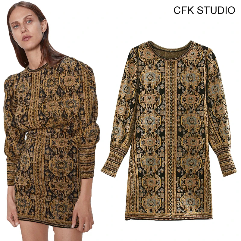 Женское трикотажное платье рубашка ZA повседневное свободное желтое в полоску с