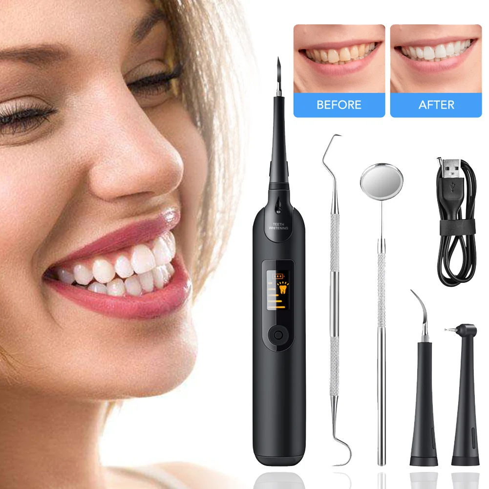 

Electric Sonic Dental Scaler Oral Irrigator Tooth Calculus Remover Rechargeable Tooth Stains Tartar Clean Tool With LED Display