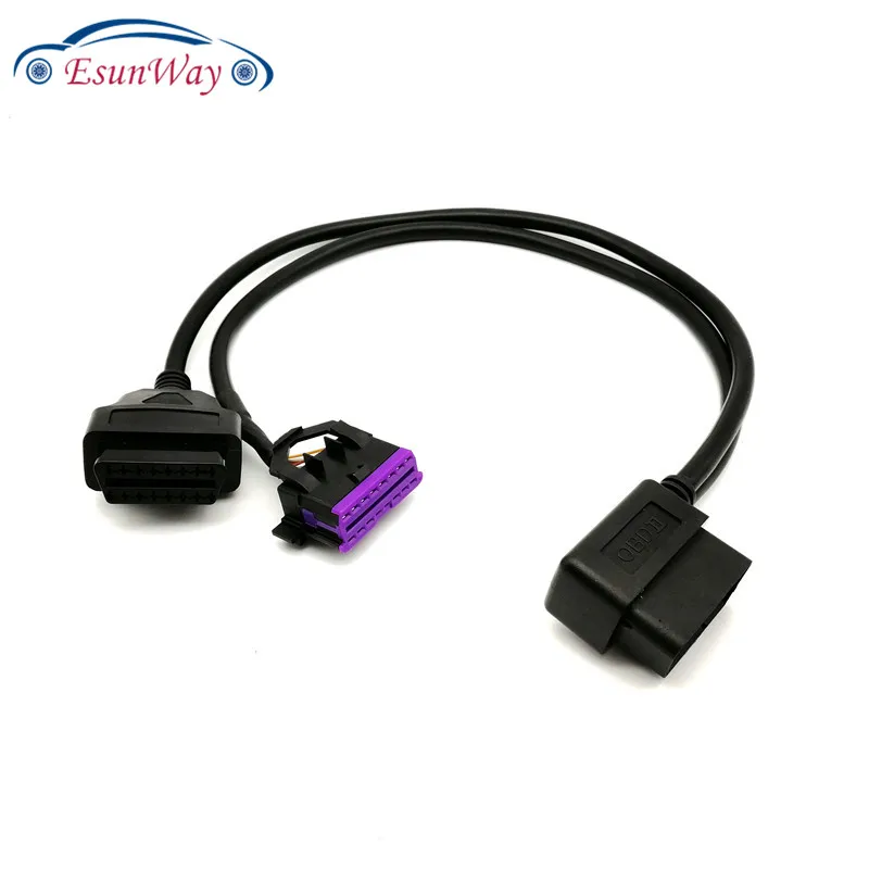 OBD2 16 Pin штекер двойной Женский Удлинительный кабель, OBD Y КАБЕЛЬ, адаптер OBD твердость провода для VW, AU-DI