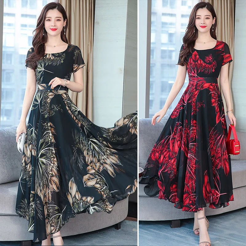 

Женская Ретро Цветочная v-образным вырезом длинная талия юбка с тонкой талией