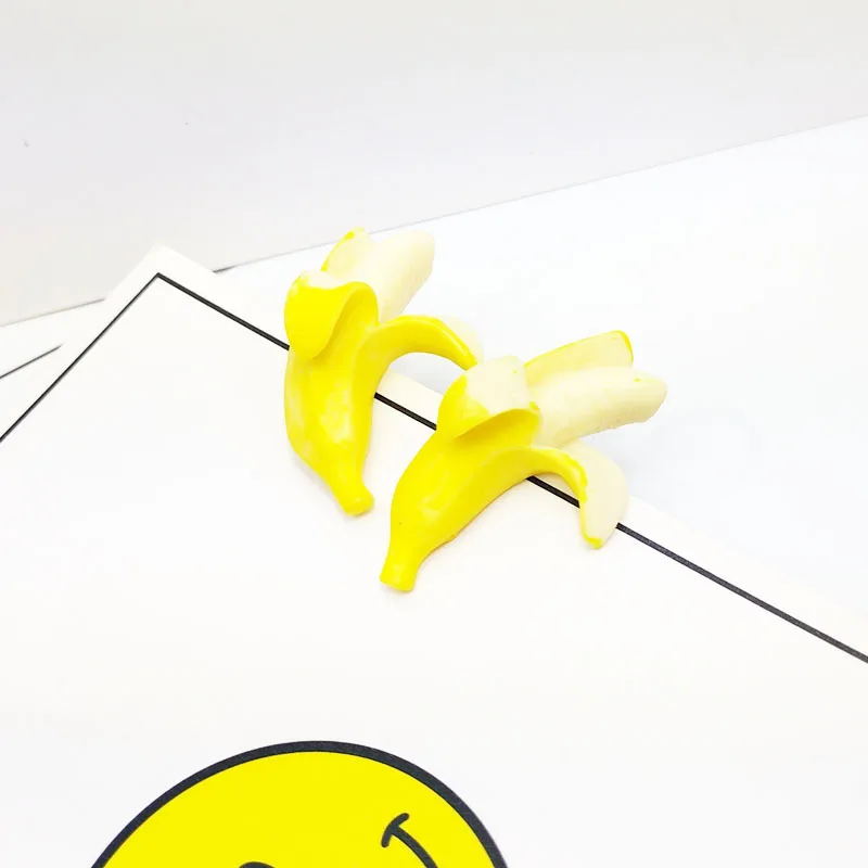 Корейский фрукт банан Висячие серьги для женщин маленькая Желтая Смола висячие с