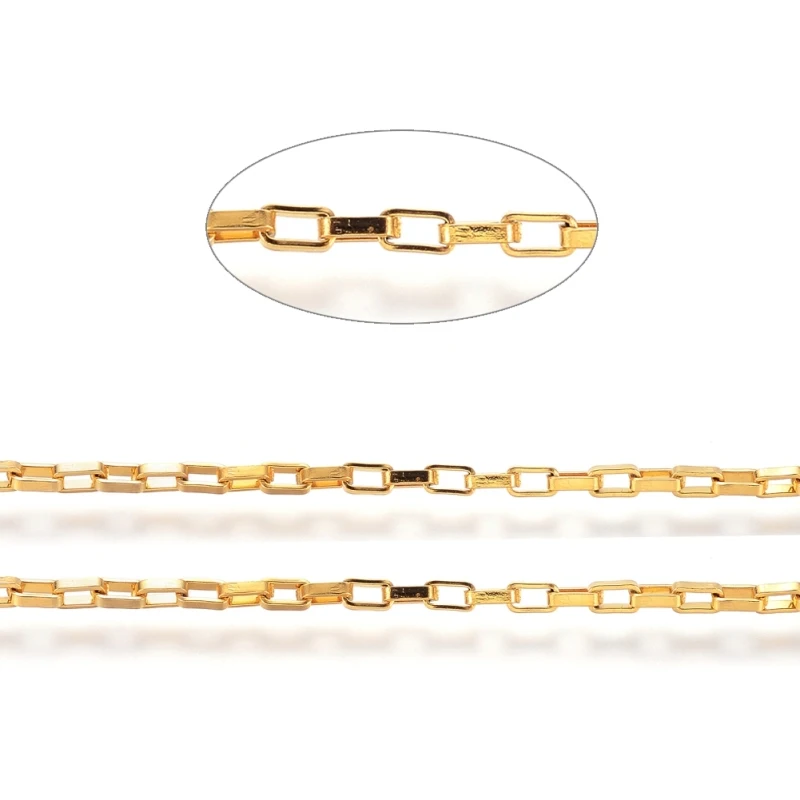 10m 304 Stainless Steel Link Chains Box Chains Unwelded Rectangle for Jewelry Making DIY Bracelet Necklace 3x1.8x0.8mm