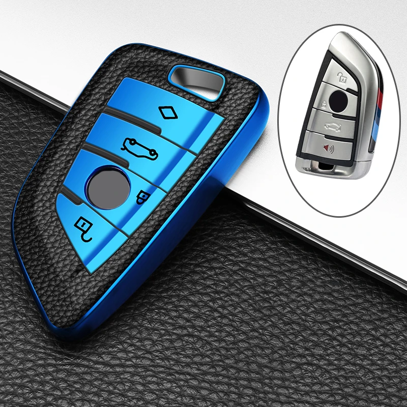 

Hot Sale Leather+TPU Car Key Cover Case For BMW X1 X5 X6 F10 F15 F16 F30 F48 E53 E70 E39 G30 Remote Controller Protective shell