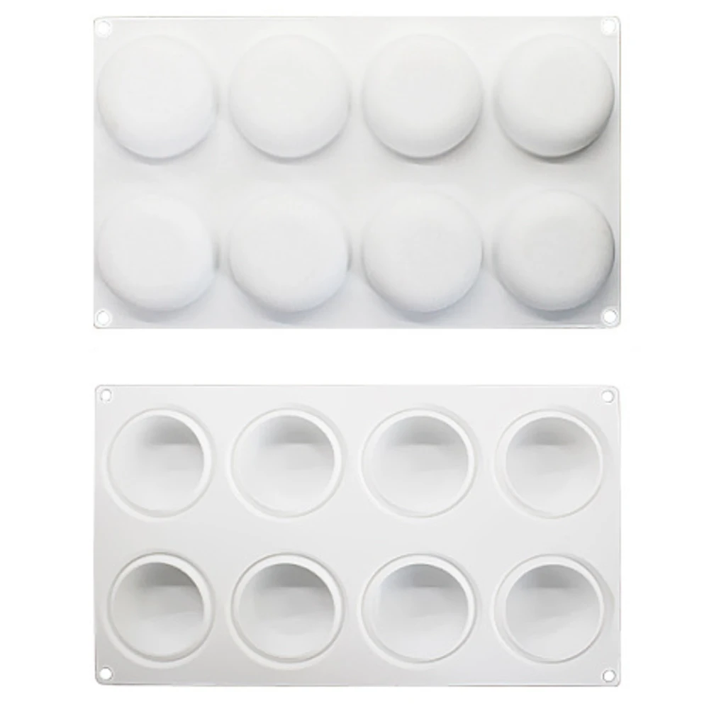 

8 Cavity Round Shape Cake Mold For Baking Dessert Ice-Creams Mousse Chocolate Truffle Candy and Gummy Mold