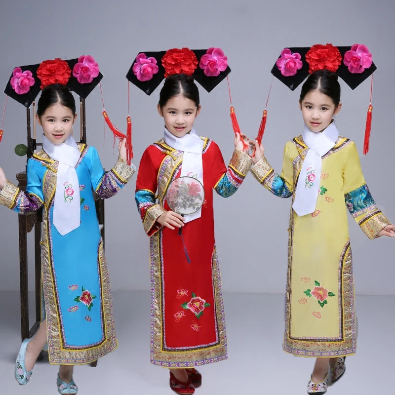 

Fashion 3 Pcs Chinese Folk Dance The Qing Dynasty Costumes Princess Clothes Chinese Traditional Costume Retail Free Shipping