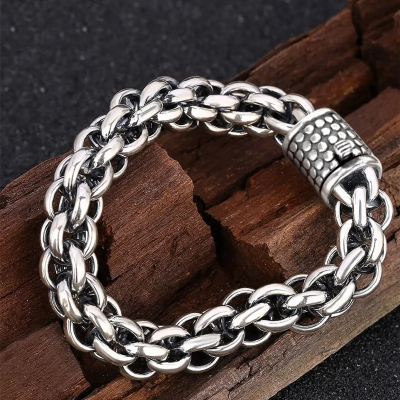 Sterling Silver Bracelet Men's Jewelry Birthday Gift European and American Popular Hip Hop S925 Personality Fashion Punk Style |