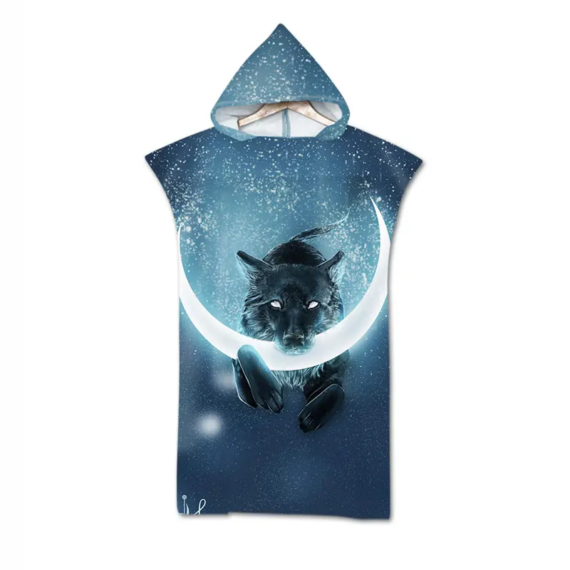 Халат пончо унисекс с капюшоном и 3D принтом животных|Полотенца капюшоном| |