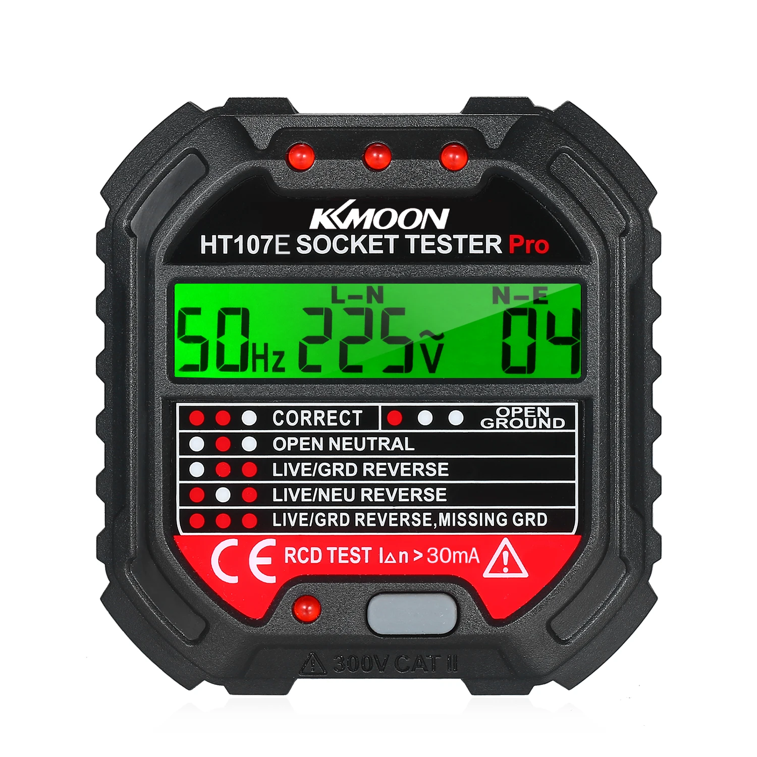 

GFCI Outlet Tester with Voltage Display 90-250V Socket Tester Electric Circuit Polarity Voltage Detector Breaker Finder HT107D