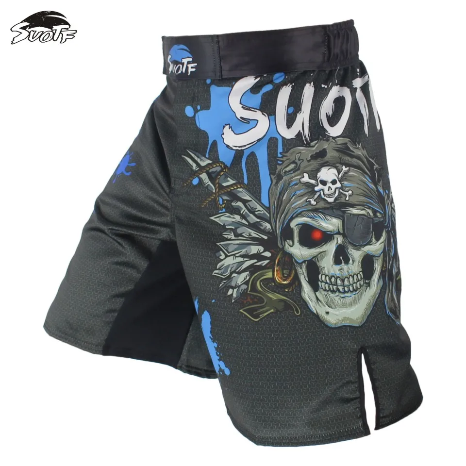 SUOTF дышащие свирепые спортивные шорты с принтом черепа для фитнеса Tiger Muay Thai