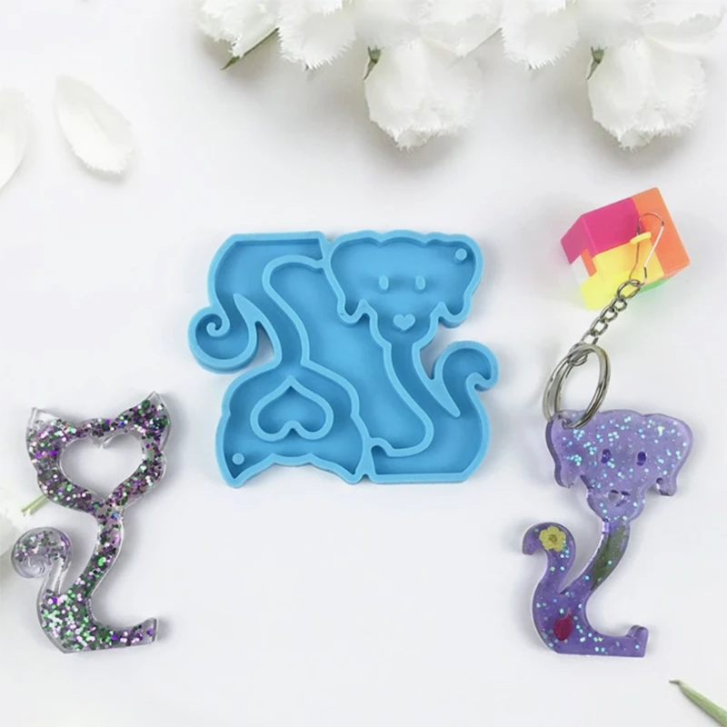 

87HC Cats Dogs Keychain Epoxy Resin Mold Jewelry Pendant Silicone Mould DIY Crafts Decorations Casting Tool
