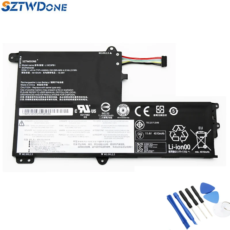 SZTWDONE New Laptop battery For Lenovo L15C3PB1 11.4V 4645MAH 52.5WH