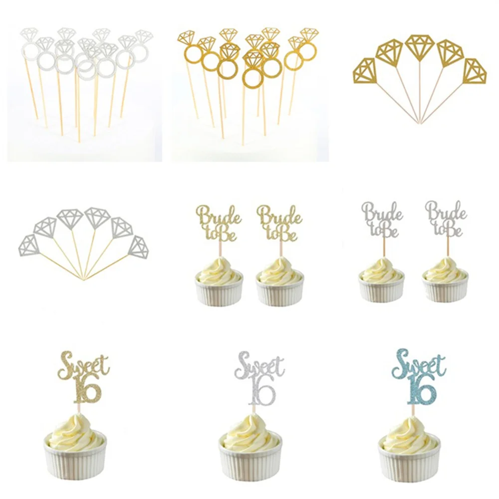 Девичник вечерние товары для украшения торта 10 шт. золотые и серебряные