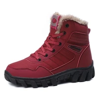fashion winter women high top mountain outdoor leather plush hiking boots trekking sneakers tracking camping treking warm shoes