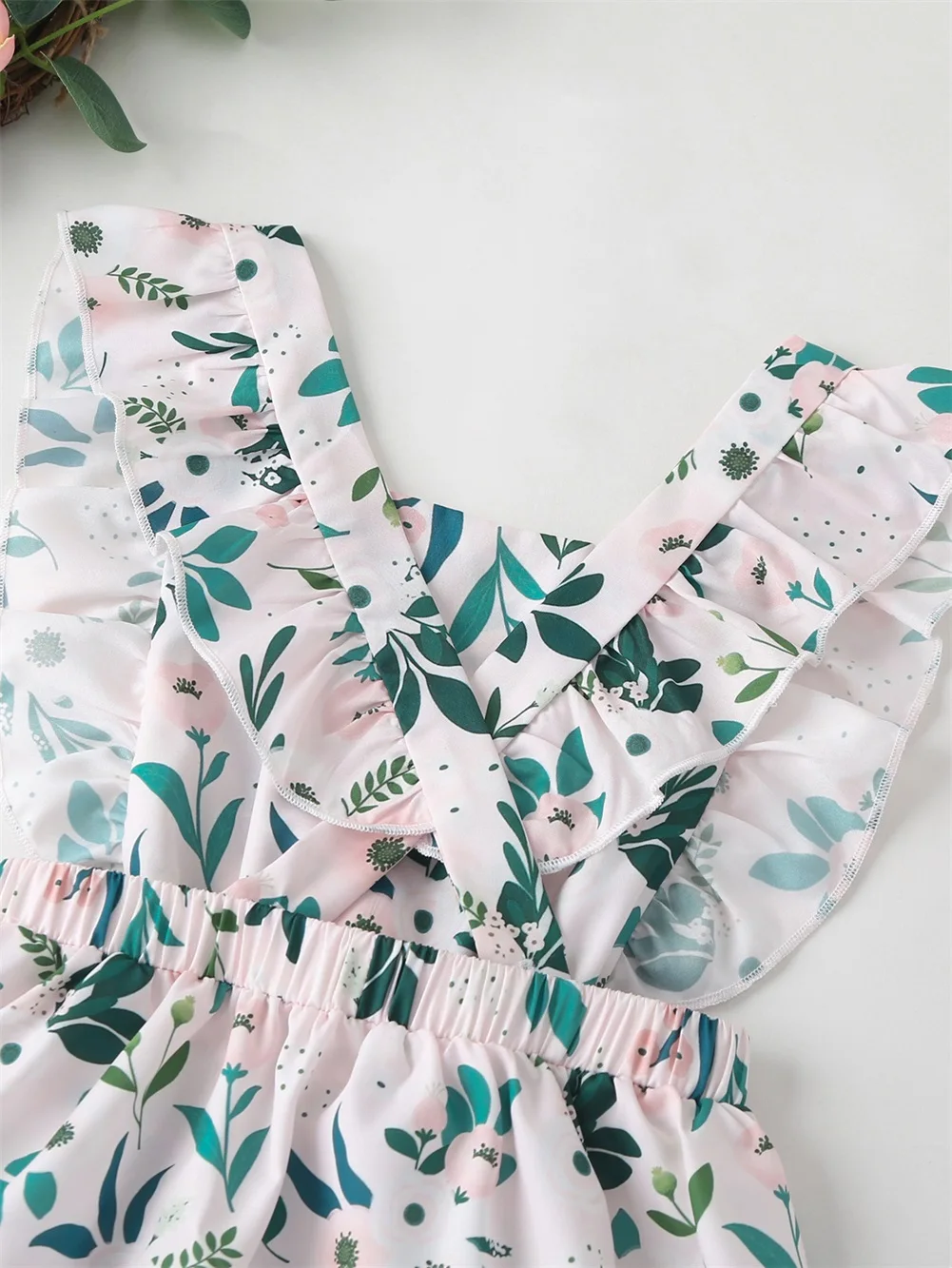 

0-24M Newborn Baby Girls Boys Bodysuits Clothes Ruffle Floral Print Short Sleeve Jumpsuit Playsuit