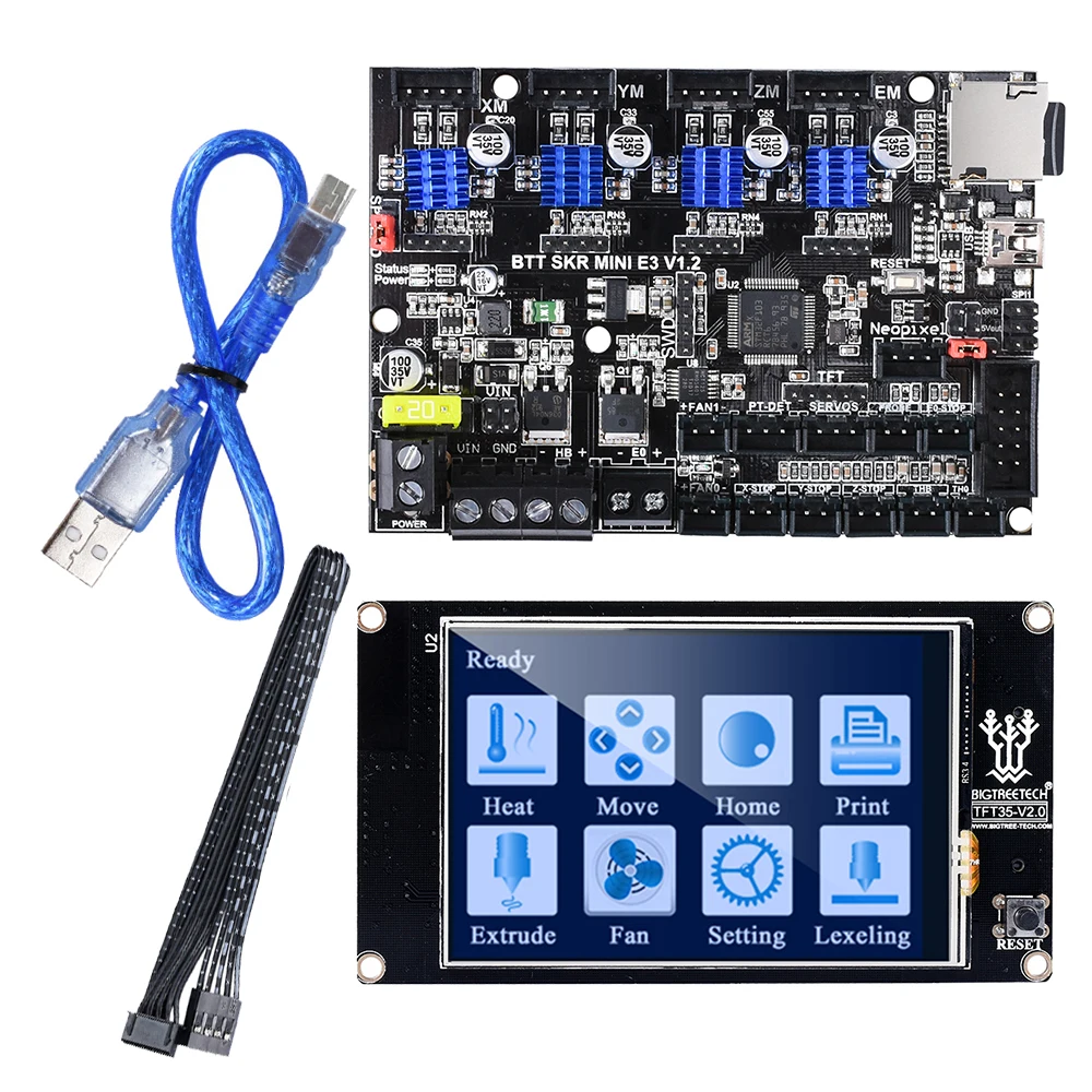 Плата управления BIGTREETECH SKR MINI E3 V1.2 с сенсорным экраном TFT35 обновленная для платы