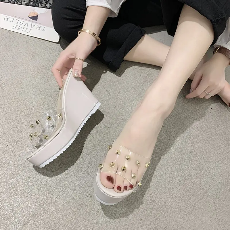 

Rubber Wedge Heel for Women Flip Flop Sandalen Fashion High Heels PU Sandalen Women Shoes Summer Platform Sandals Women Slippers
