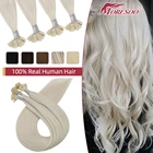 Moresoo натуральные пряди для наращивания волос, 100% натуральные человеческие волосы, двойное натяжение, итальянское Кератиновое слияние, волосы 1 глокон 16-24 дюйма