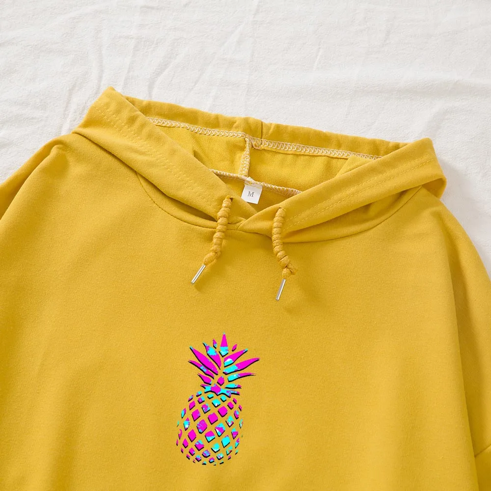 

Женская необычная Толстовка большого размера, Укороченный хлопковый свитшот с длинным рукавом, осенняя уличная одежда с фруктами, женские ...