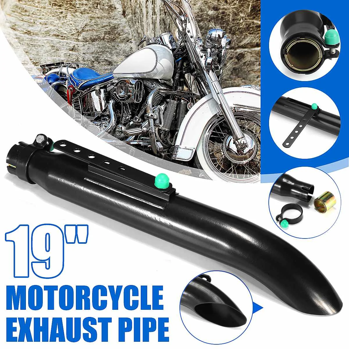 

Универсальная мотоциклетная выхлопная труба с правой стороны, черная для мини-велосипеда, электровелосипеда, скутера, велосипеда-внедорож...