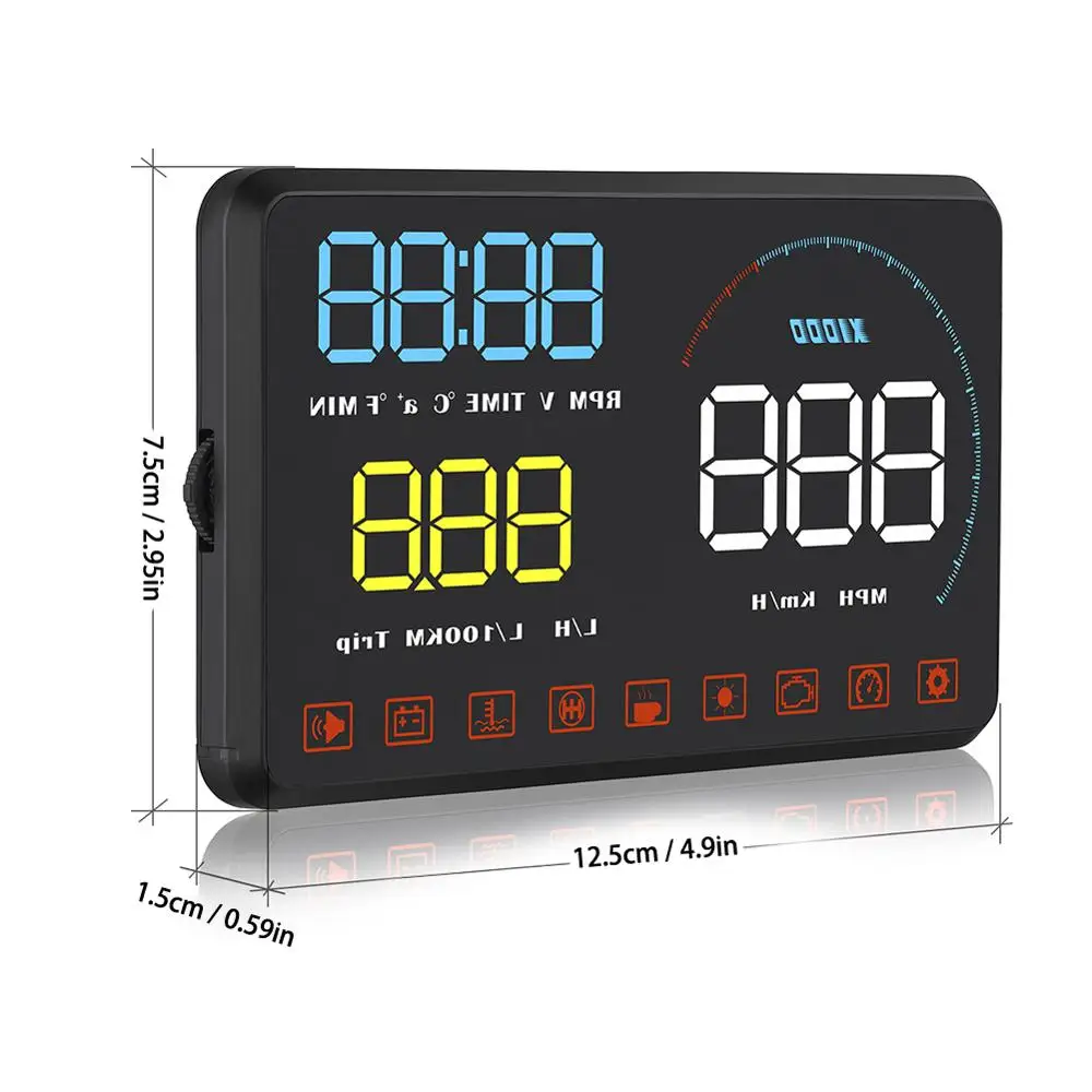Автомобильный HUD Дисплей OBD2 диагностический инструмент для устранения неисправностей проектор охранная сигнализация температура воды превышение скорости об/мин Напряжение