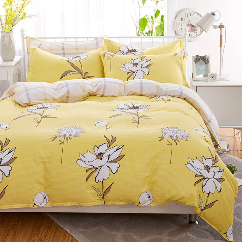 AB сбоку хлопок пастырской Постельное белье 3/4 шт. с цветочным принтом пуховое