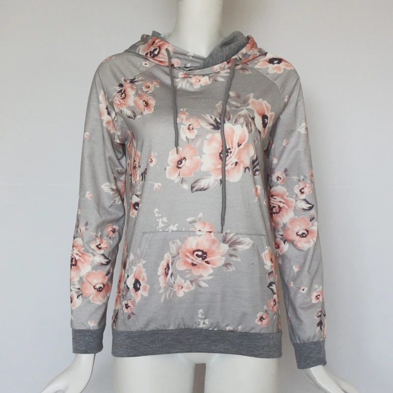 YMING Boho женские толстовки с цветочным принтом пуловер с длинным рукавом с капюшоном костюм с карманами Blackpink женская одежда