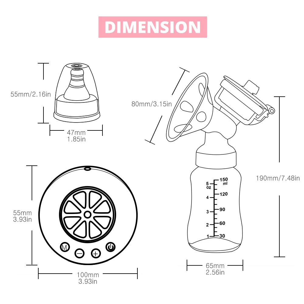 Extractor de leche el&eacute;ctrico individual o doble, bomba de pecho de extracci&oacute;n poderosa sin BPA, dispositivo con USB y almohadilla de calor y fr&iacute;o, para biber&oacute;n de beb&eacute;-2