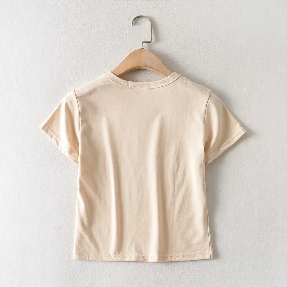 Женский летний винтажный Топ YOZOU в стиле 90-х с круглым вырезом и коротким рукавом