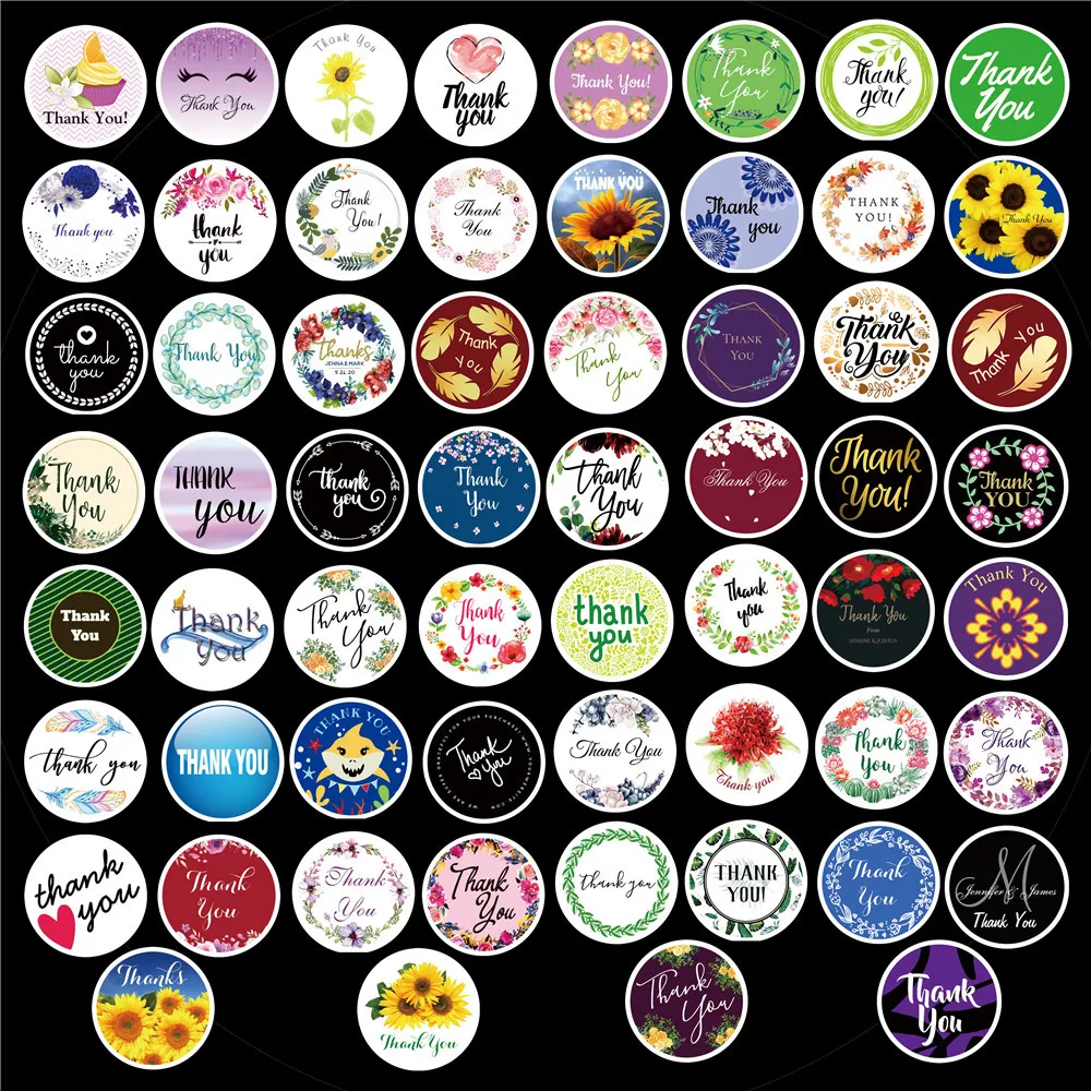 

10/60Pcs Round Floral Thank You Stickers Seal Labels for Wedding Favors and Party Handmade Stickers Stationery Sticker 2021