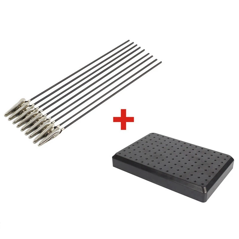 9 x 14 Holes Painting Stand Base with 10Pcs Metal Alligator Clip Stick Modeling Tool Set Toys Hobbies Accessories | Обустройство дома