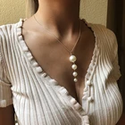 Ожерелье с подвеской из искусственного жемчуга женское, винтажное простого дизайна, цепочка на шею, бижутерия в эстетическом стиле, аксессуары, подарок