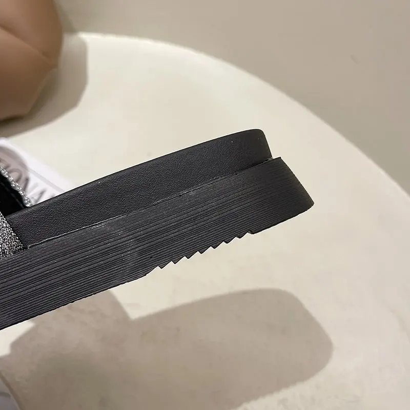 

2021 new fashion round toe thick bottom flat heel ladies slippers 1867