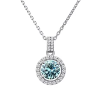 trendy 100 real 1 carat blue green color moissanite necklace for women jewelry top quality vvs1 certified moissanite pass test