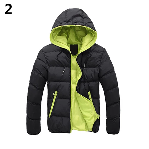

Men Winter Warm Down Jacket Casual Long Sleeve Padded Hooded Zipper Coat Outdoor Windproof Warm Streetwear Xmas Gift For Male