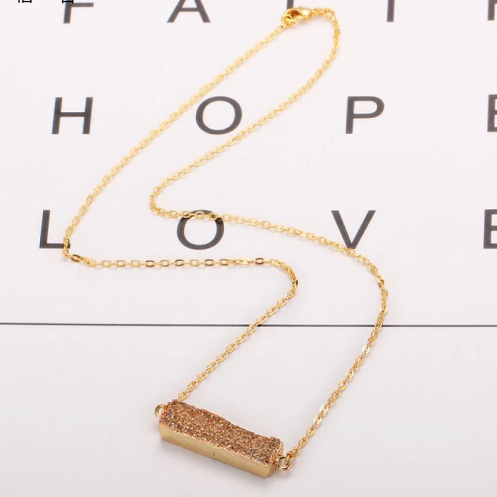 Женское Ожерелье с натуральным кристаллом ShinyGem Charm 8*30 мм|chokers necklaces for women|druzy