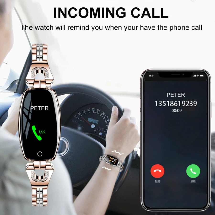 

Fashion Women Smart Watch 0.96" OLED Heart Rate Blood Pressure Monitor Smart Bracelet Fitness Tracker Smartwatch