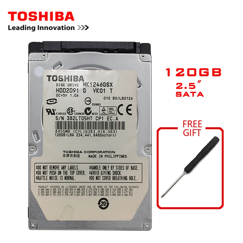 Внутренний жесткий диск TOSHIBA для ноутбука 120 ГБ 2 5 дюйма SATA 60 МБ/с. 2/8 Мб 5400 7200 об/мин|