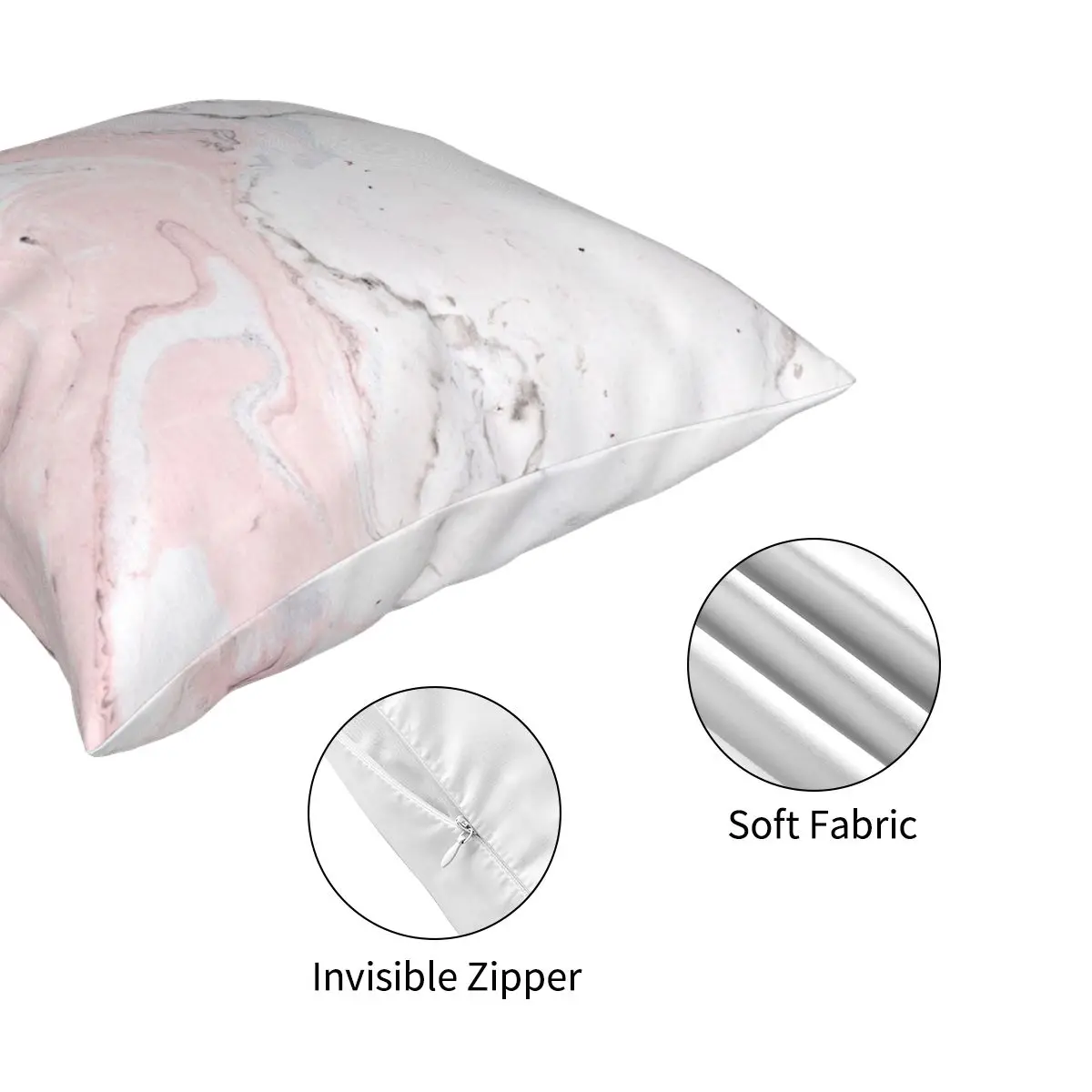 

Marble Blush Rose Square Pillowcase Polyester Pattern Zipper Decorative Pillow Case Sofa Cushion Cover Wholesale
