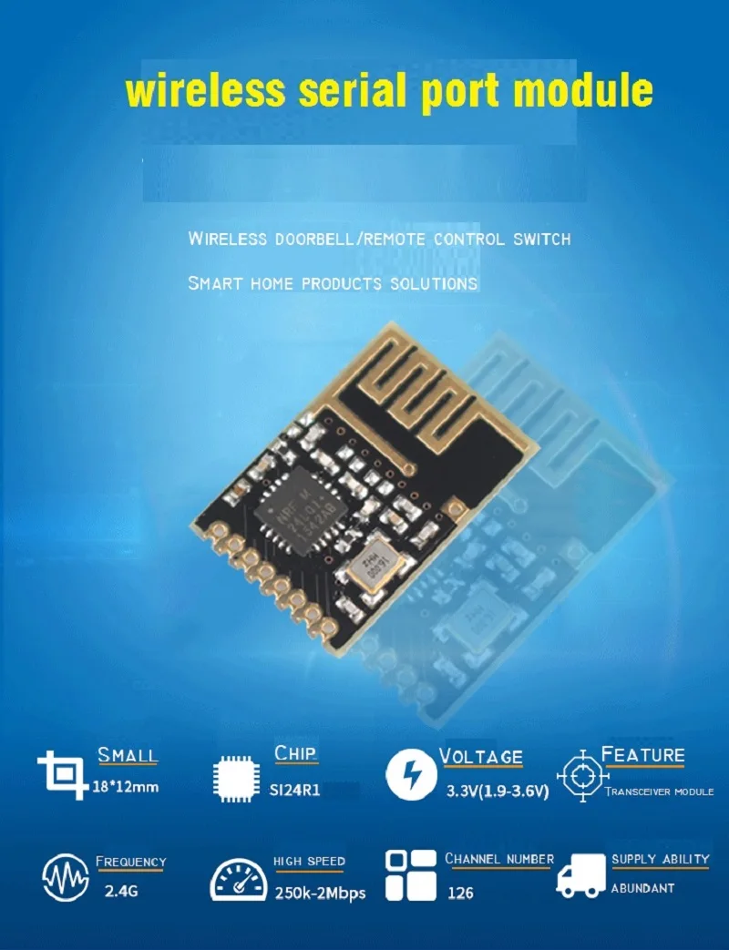 

2.4G wireless SPI mini module SI24R1 domestic chip transparent transmission 2PCS