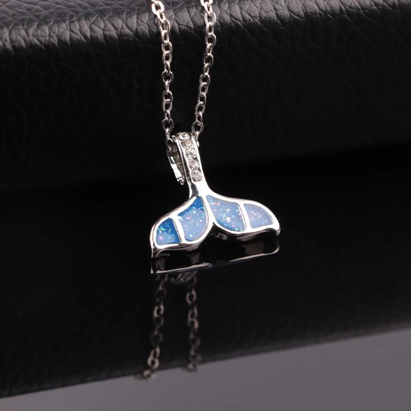 

Trendy Female Unique Design Fashion Animal Jewelry Blue Whale Tail Pendant Necklace Women Engagement Valentine's Day Gifts