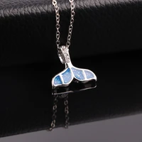trendy female unique design fashion animal jewelry blue whale tail pendant necklace women engagement valentines day gifts