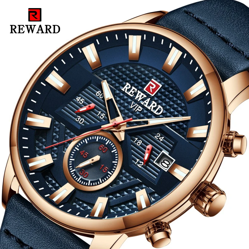 Часы наручные кварцевые цвета розового золота с календарем светящиеся стрелки