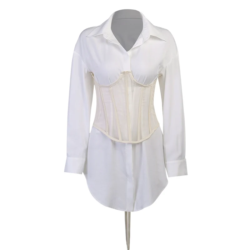 

InstaHot Women Shirt Dress Sexy Harajuku Long Sleeve Elegant Streetwear Slim Mini Dress 2021 Fashion Casual Autumn Dress Female