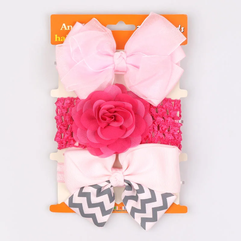 GY 3Pcs Cute Baby Kids Headband Neonata Bow Flower Elastic Hairbands Girls Headbands Children Turban Hair Accessories Set | Мать и