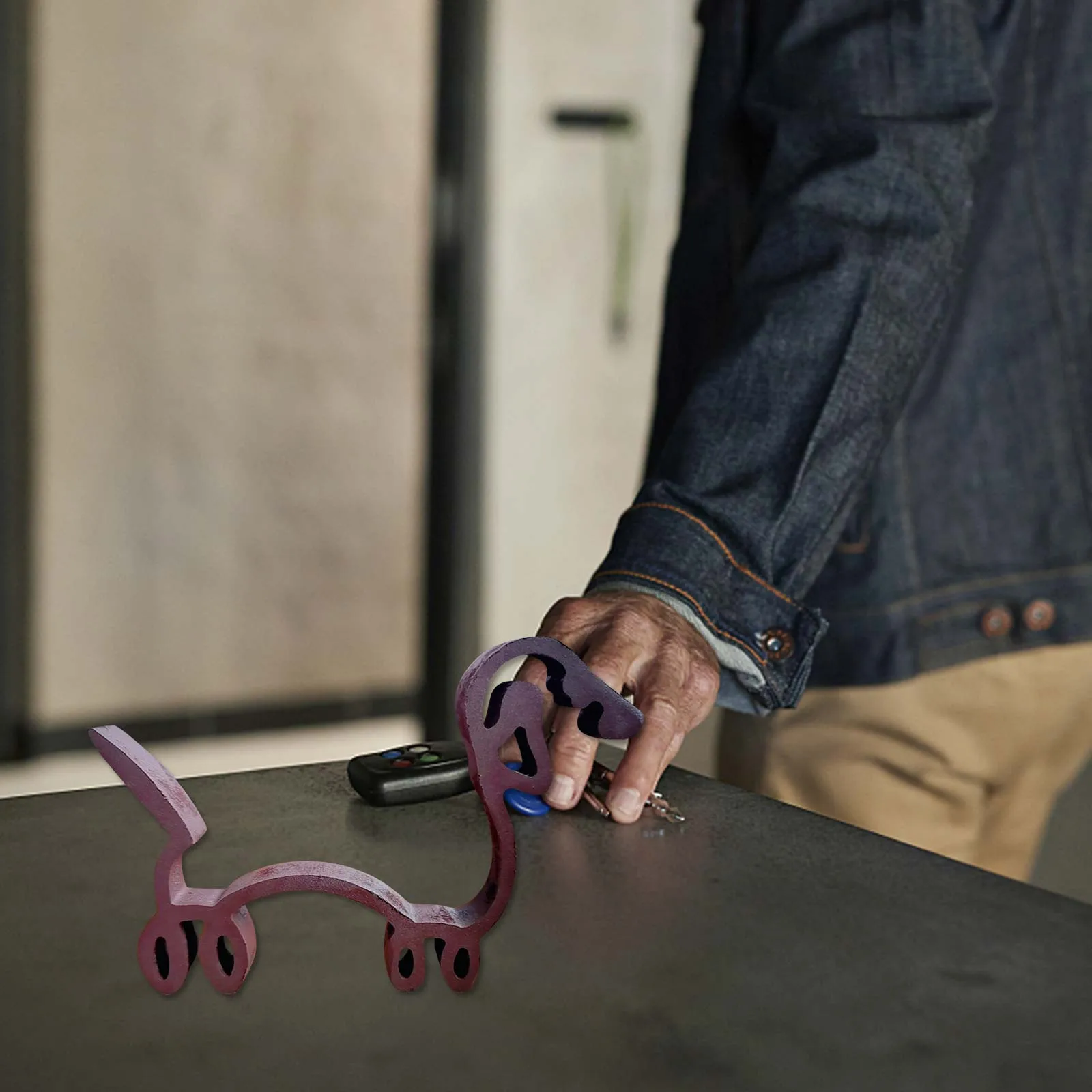 

Wooden Crafts Desktop Ornaments Decorative Dog Set Table Abstract One Line Puppy Silhouette Home Decor Accessories