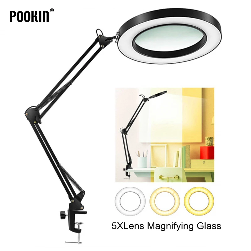 Светодиодный светильник на прищепке для настольного светильника 5X Объектив