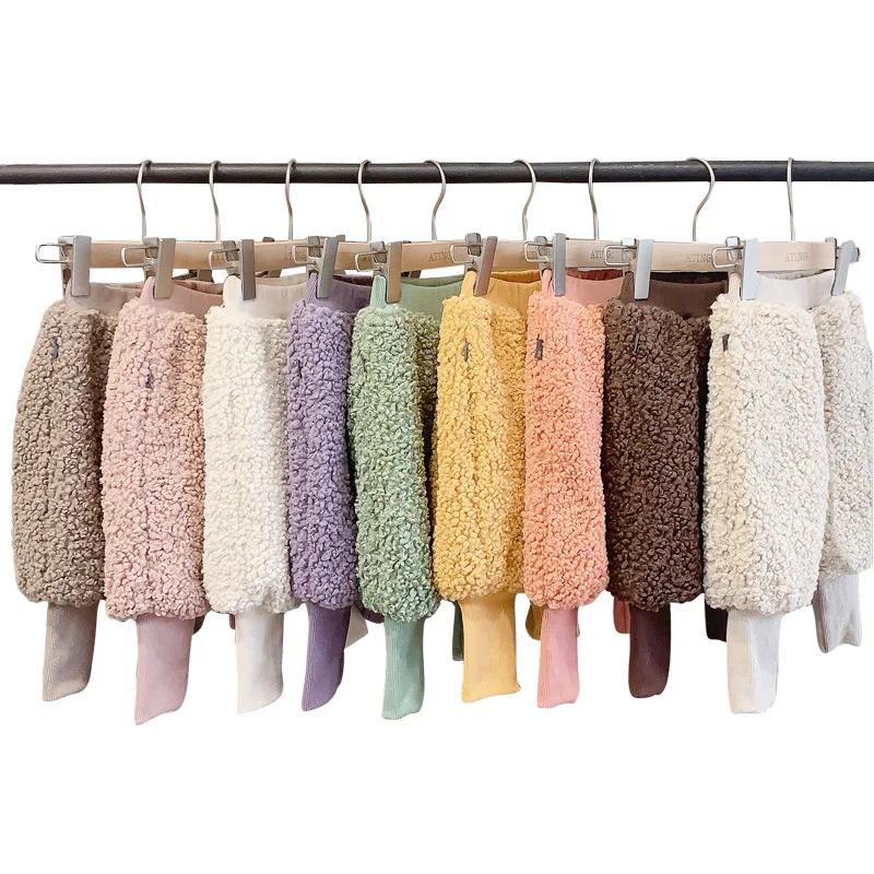 

2019 Winter Boys Thickened Version Cotton Solid Color Fashion All-match Casual Corduroy Long Pants for Cute Sweet Baby Girls