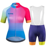 xama womens short sleeve cycling jersey bib pants conjunto feminino ciclismo bicycle sets maillot mujer gel pink pad summer